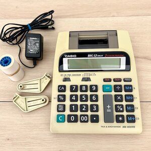 Vintage Casio HR-100TE Big 12-Digit 2-Color Printing Calculator - TESTED WORKING